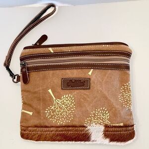 SIXTEASE Leather & Cotton Hair-On Wristlet *NEW*